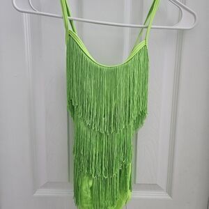 Weissman Neon Green Fringe Dance Costume